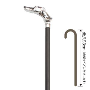 ニッケルメッキ変形L型ハンドルステッキ No.48F（木製杖／最長93cm