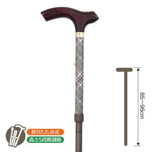 No.21 縞オーク大曲ステッキ（木製杖／最長91cm／日本製）｜土屋