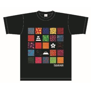 オリジナルTシャツ　黒　津軽塗模様　四角
