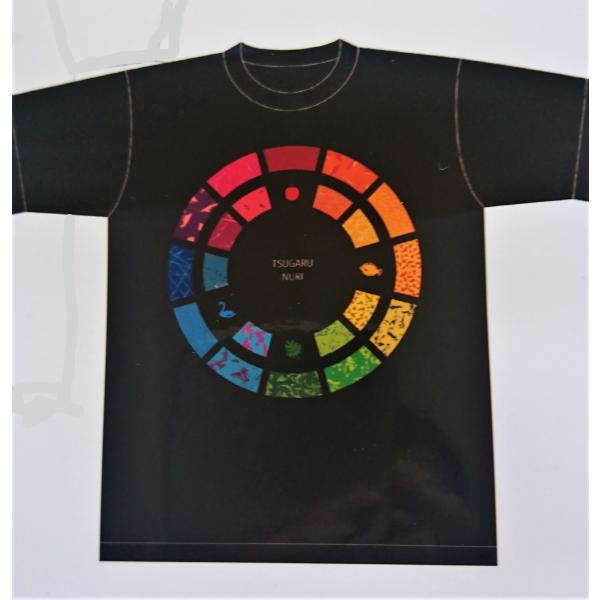 オリジナルTシャツ　黒　津軽塗模様　サークル