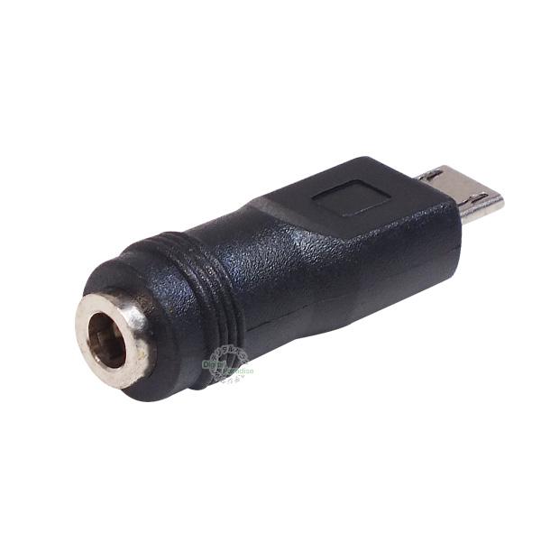 DC→MicroB電力供給用アダプタ 外径4.0mm内径1.7mm (メス)→MicroB 5pin...