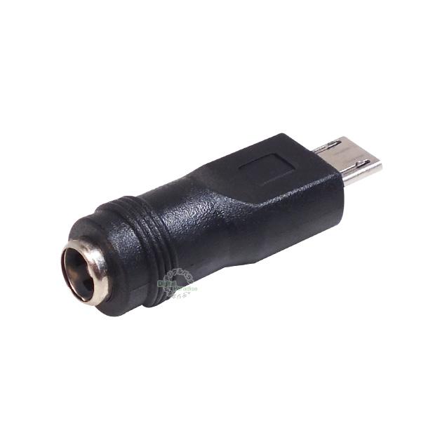 DC→MicroB電力供給用アダプタ 外径5.5mm内径2.5mm (メス)→MicroB 5pin...