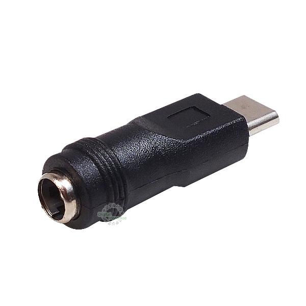 DC→Cタイプ電力供給用アダプタ 外径5.5mm内径2.5mm (メス)→Type-C(オス) AC...