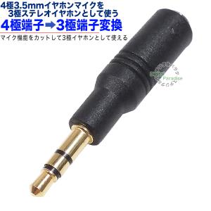 4極3.5mm→3極3.5mm変換 4極3.5mm(メス)→3極3.5mm(オス)変換 4極端子のイヤホンマイク接続用 金メッキ端子 ZUUN ADAD-435zc35S｜tsuhan-express