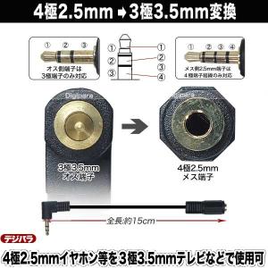 4極2.5mm→3極3.5mm変換ケーブル 4...の詳細画像1