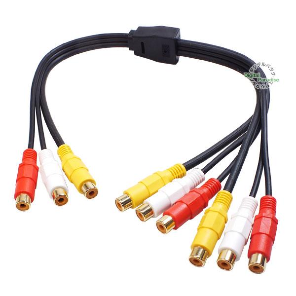 RCA2分配ケーブル 映像&amp;オーディオ RCA(メス)→RCA(メス)x2 40cm ビデオオーディ...