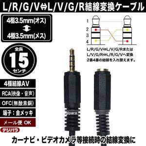 4極3.5mm結線変換ケーブルL/R/V/G→L/V/G/R長さ:15cm カーナビ 4極3.5mm結線変換ケーブルL/R/V/G→L/V/G/R長さ:15cm カーナビ