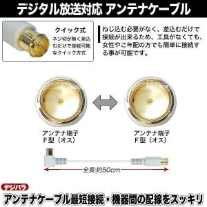 白いアンテナケーブル50cm F端子(オス)⇔...の詳細画像1