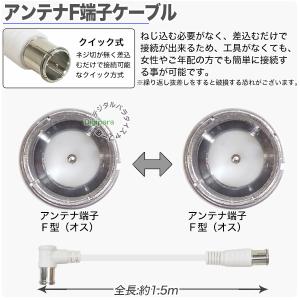 白いアンテナケーブル1.5m F端子(オス)⇔...の詳細画像1