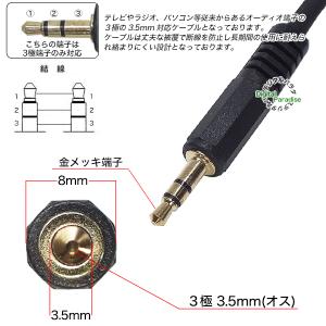 3.5mmステレオケーブル15cm 3極3.5...の詳細画像3