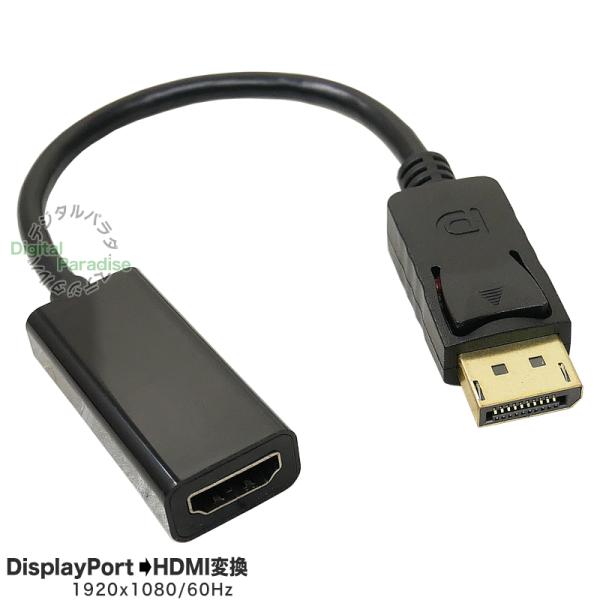 DisplayPort→HDMI変換ケーブル 25cm ディスプレイポート端子からHDMI端子へ変換...
