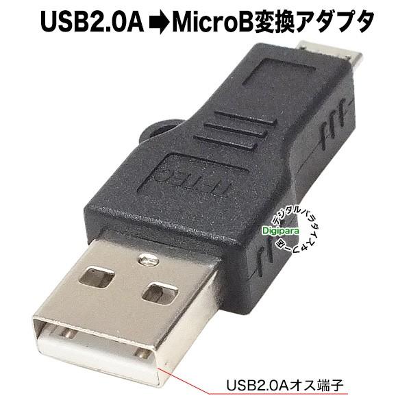 USB→マイクロB変換アダプタ USB2.0Aタイプ(オス)-Micro B(オス)出幅抑制 端子保...