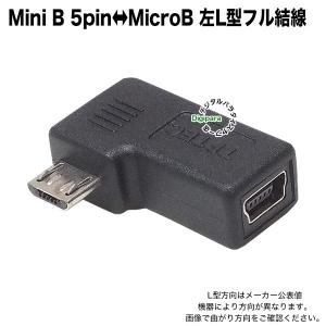 直角 ミニB→マイクロBアダプタ  Mini B 5pin(メス)→Micro B(オス)左L型 フル結線  出幅抑制 端子保護 干渉防止 USBM5-MCLLF H82508 変換｜tsuhan-express