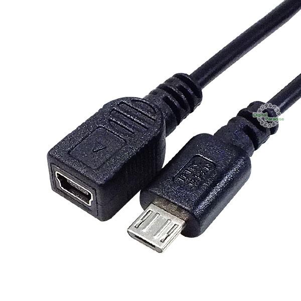 MiniB⇔MicroB 変換ケーブル 20cm MiniB 5pin(メス) - MicroB 5...