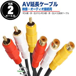 AV延長ケーブル2m RCA⇔RCA 映像 サウンド 黄 赤 白 コンポジットケーブル テレビ ビデオ 車載機器接続等 2m ZUUN AVC-AVEzc02