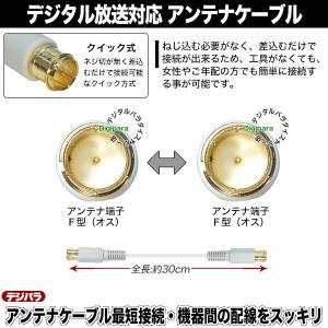 白いアンテナケーブル30cm F端子(オス)⇔...の詳細画像2