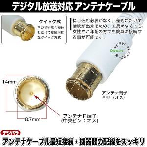 白いアンテナケーブル30cm F端子(オス)⇔...の詳細画像3