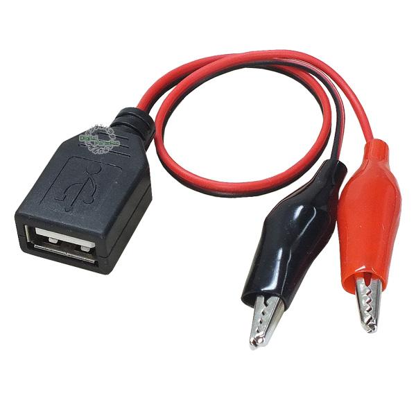 USB-ワニ口クリップ 20cm USB Aタイプ(メス)-ワニ口クリップ 開発ボード 評価基盤 電...