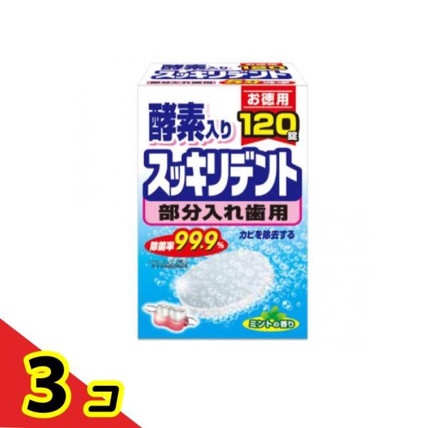 入れ歯洗浄剤 スッキリデント 120錠 (部分入れ歯用)  3個セット