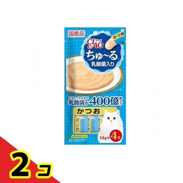 いなば 猫用おやつ CIAOちゅ〜る(チャオちゅーる) 乳酸菌入り かつお 14g (×4本)  2...