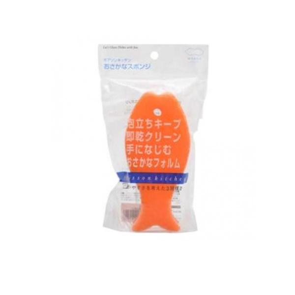 マーナ キッチン用 おさかなスポンジ K170 1個入 (オレンジ)  (1個)