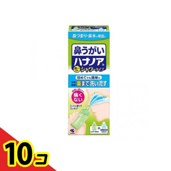 小林製薬 ハナノアb シャワータイプ 鼻洗浄器具+専用洗浄液 500mL  10個セット