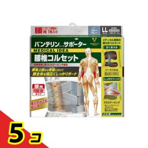 バンテリンコーワサポーター 腰椎コルセット ゆったり大きめLLサイズ 1枚入 (ブルーグレー) 5個セット
