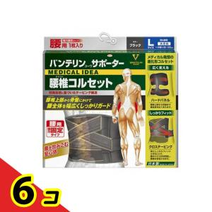 バンテリンコーワサポーター 腰椎コルセット 大きめLサイズ 1枚入 (ブラック) 6個セット