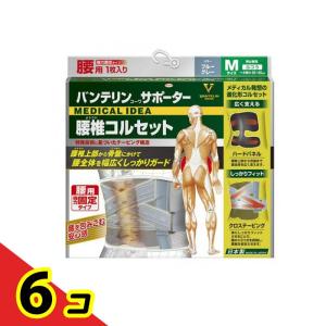 バンテリンコーワサポーター 腰椎コルセット ふつうMサイズ 1枚入 (ブルーグレー) 6個セット