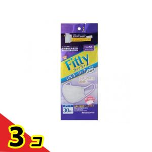 フィッティ シルキータッチ 耳ゴムふわり ケース付 やや大きめ 30枚入 (ホワイト)  3個セット｜通販できるみんなのお薬