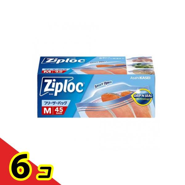 Ziploc(ジップロック) フリーザーバッグ Mサイズ 45枚入  6個セット