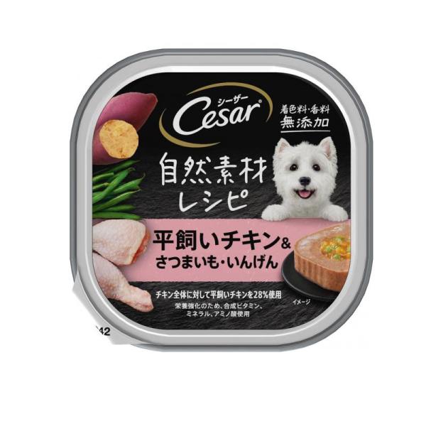 シーザー トレイ 自然素材レシピ 平飼いチキン&amp;さつまいも・いんげん 85g  (1個)