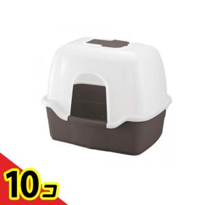 リッチェル 猫用 ラプレ ネコトイレ 深型60フード付 本体 1組入 (ダークグレー) 10個セット