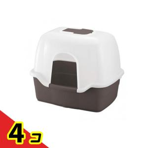 リッチェル 猫用 ラプレ ネコトイレ 深型60フード付 本体 1組入 (ダークグレー) 4個セット
