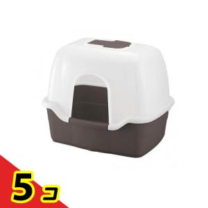 リッチェル 猫用 ラプレ ネコトイレ 深型60フード付 本体 1組入 (ダークグレー) 5個セット