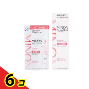 ミノンアミノモイスト ジェントルウォッシュホイップ 泡洗顔料 詰め替え用 130mL &ポンプ本体 150mL 6個セット