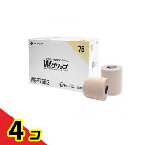 バトルウィン Wグリップ 足首(大きめ)・ふともも・ふくらはぎ用 75mm×12m ベージュ 12巻入 (WGP75BG) 4個セット