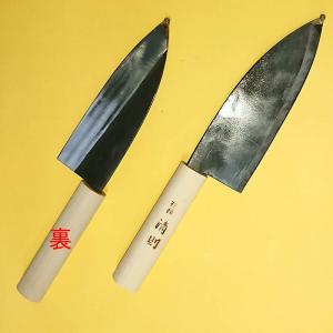 土佐 打刃物 両刃厚出刃包丁 白紙鋼 黒打仕上げ 165mm(5寸5分） 日本製