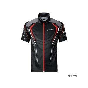 シマノ★フルジップ・プリントシャツ(半袖) SH-052P(ブラック)2XL★特価!
