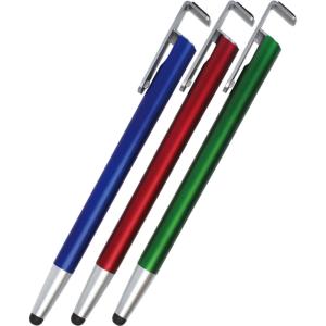 【単品販売】4in1タッチペン 色指定不可 P3073 φ10×155mm ABS シリコン製 ボールペン 携帯スタンド クリーナー機能付 多機能マルチペン