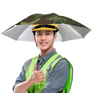 SALUDABLE ヘルメット 日除け 70cm パラソル かぶる傘 傘帽子 ハンズフリー 日傘 (迷彩)