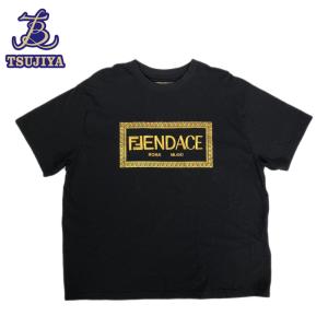 FENDACE フェンダーチェ　フェンディ×ヴェルサーチ　半袖Tシャツ　カットソー　ブラック　FY1144　AKDV　#L　中古A【辻屋質店A2501】｜tsuji678-2020