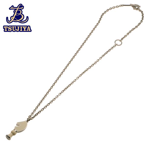 中古AB HERMES エルメス カヴァリエ ホースチェスネックレス メタル ホワイト 最大57cm...