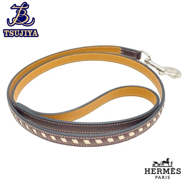 ★美品★ HERMES エルメス　トレススリム　犬用リード　ブラウン　エプソン　U刻印　長さ120c...