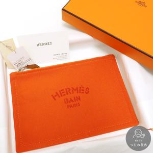 HERMES ヨッティング フラットポーチ PM オレンジ 102499M-01 コットン キャンバス 新品同様 美品 質屋｜tsujino78