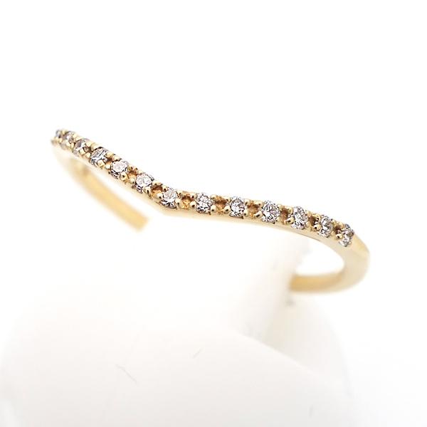 agete ハーフエタニティ V字 リング ダイヤモンド 0.06ct サイズ7号 指輪 アガット ...