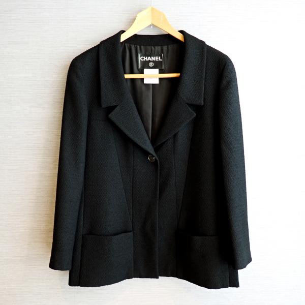 CHANEL ジャケット ウール 36サイズ 99P ヴィンテージ ブラック シャネル 裏地シルク ...