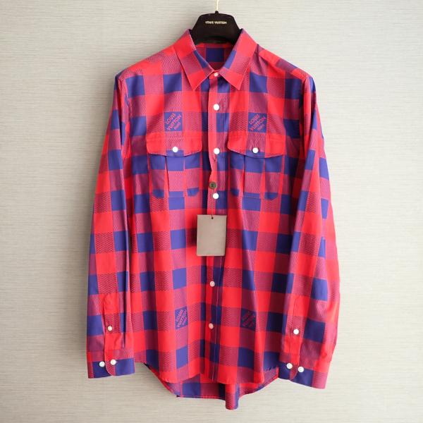 LOUIS VUITTON 美品 マサイチェックシャツ Lサイズ イタリア製 メンズ ルイヴィトン ...
