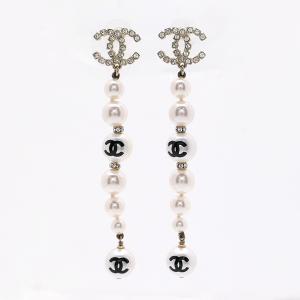 CHANEL ピアス ココマーク フェイクパール A20 P ラインストーン コスチュームジュエリー シャネル 送料無料 質屋 神戸つじの-260176