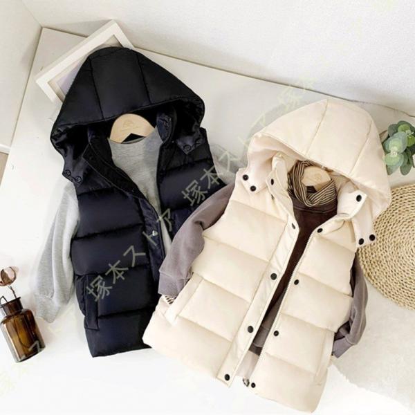 キッズ 中綿ベスト ダウンベスト 厚手 ダウンジャケット キッズ ノースリーブ 中綿ベスト 子ども ...